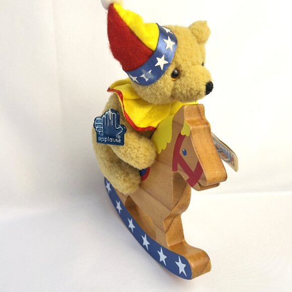 Applause Vintage Plush Teddy Bear Wood Rocking Horse Bears in Toyland 1976 - Picture 4 of 10
